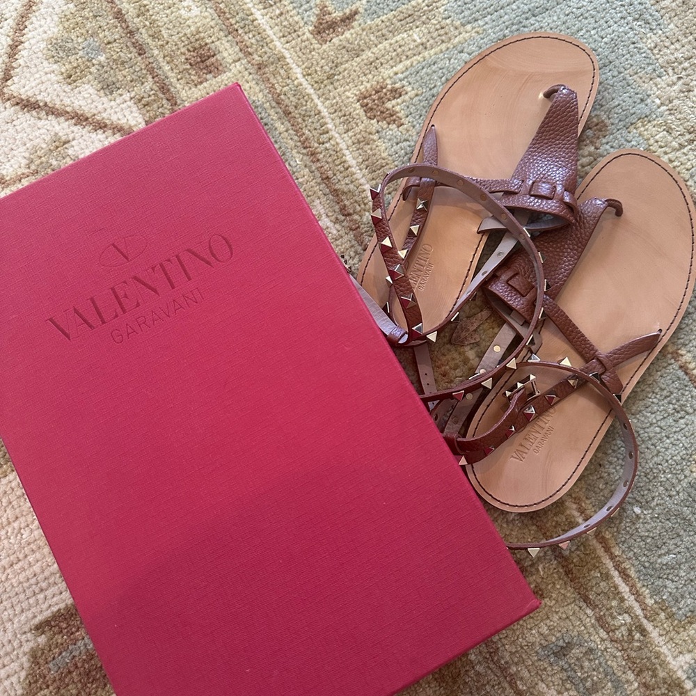 Valentino Garavani Brown Studded Sandals